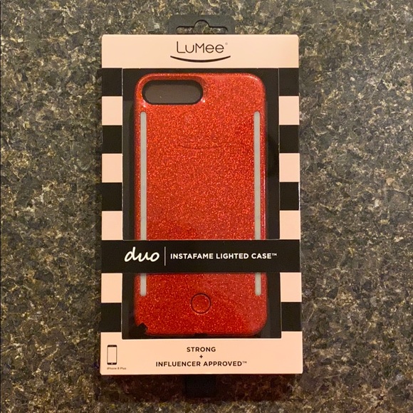 Red Glitter iPhone 6/7/8 Plus LuMee Case - Picture 2 of 5